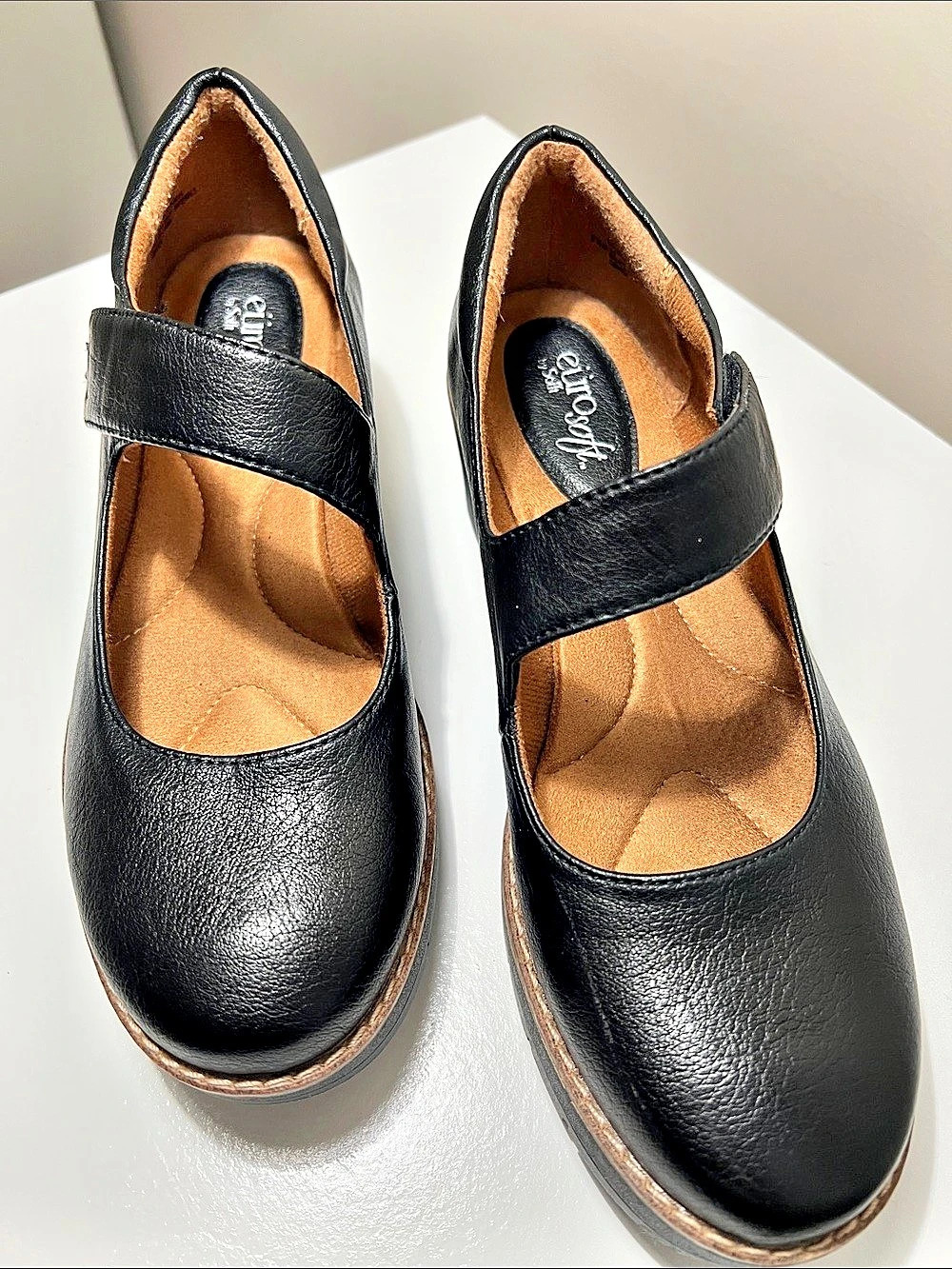 Euro Soft by Soffi - Paloma Black Mary Jane Wedge Shoes